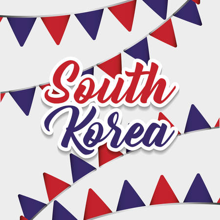 south korea design with decorative pennants over white background, colorful design. vector illustrationのイラスト素材