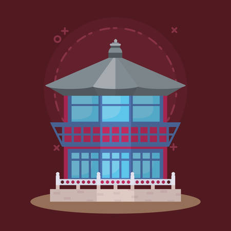 Iconic landmark of south korea over red background, colorful design. vector illustrationのイラスト素材