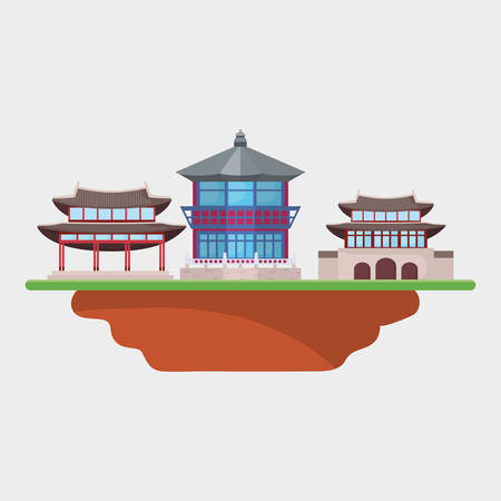 South koread design with iconic buildings over white background, colorful design. vector illustrationのイラスト素材