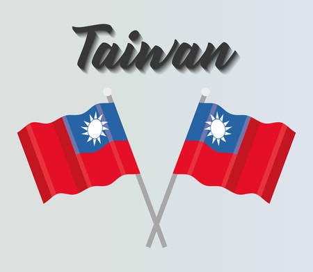 taiwan flags crossed over gray background, colorful design. vector illustrationのイラスト素材