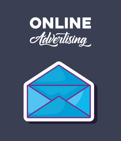 online advertising design with envelope icon over blue background, colorful design. vector illustrationのイラスト素材