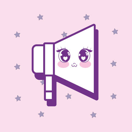 kawaii megaphone icon over pink background, colorful design. vector illustrationのイラスト素材