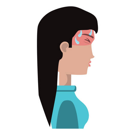 woman with fever icon over white background, vector illustrationのイラスト素材