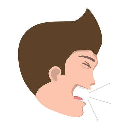 man coughing icon over white background, vector illustrationのイラスト素材