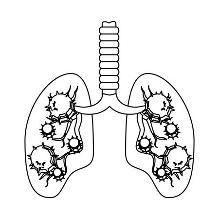Lungs with an infection  over white background, vector illustrationのイラスト素材