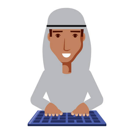 arabic man icon over white background, vector illustrationのイラスト素材