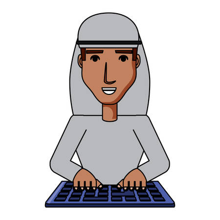 cartoon arabic man icon over white background, vector illustrationのイラスト素材