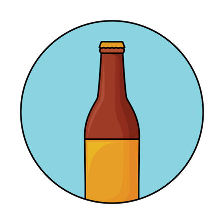 decorative circular frame with beer bottle icon over white background, vector illustrationのイラスト素材