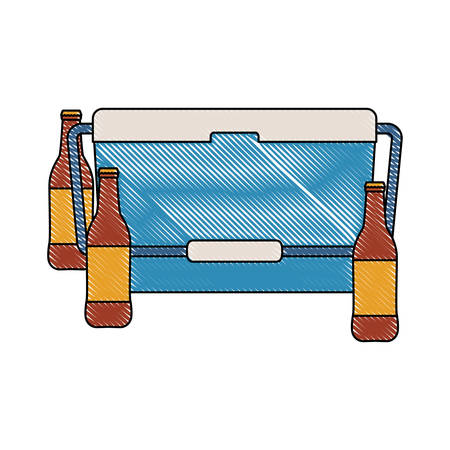 food cooler and beer bottles icon over white background, vector illustrationのイラスト素材
