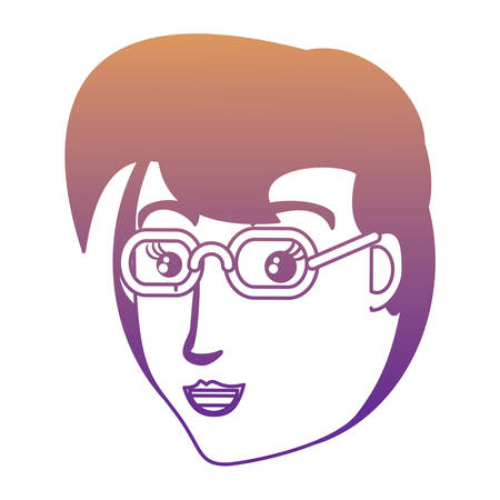 cartoon woman with glasses over white background, vector illustrationのイラスト素材