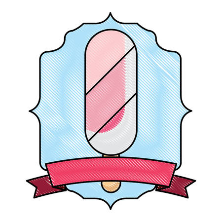 vintage frame with ice lolly and decorative ribbon over white background, vector illustrationのイラスト素材