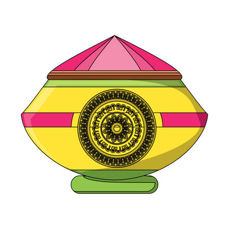 mud pot with mandala design over white background, vector illustrationのイラスト素材