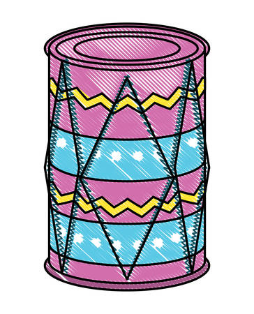 dholak drum with decorative indian style icon over white background, vector illustrationのイラスト素材