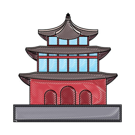 south korea design with namdaemun gate icon over white background, vector illustrationのイラスト素材