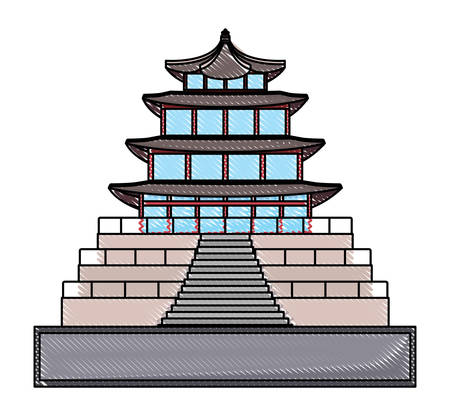Gyeongbokgung Palace icon over white background, vector illustrationのイラスト素材
