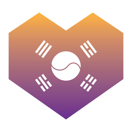 south korea flag in heart shape over white background, vector illustrationのイラスト素材