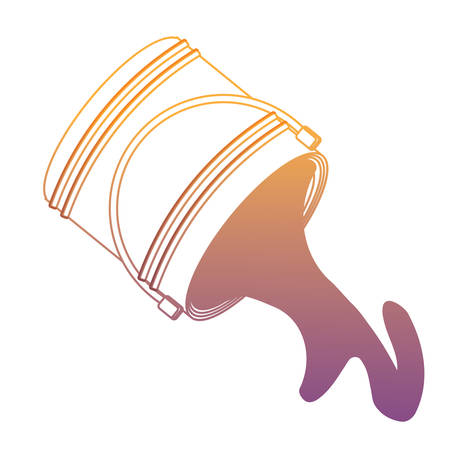 bucket with pouring paint over white background, vector illustrationのイラスト素材
