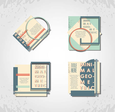 minimal geometric set templates labels vector illustration designのイラスト素材
