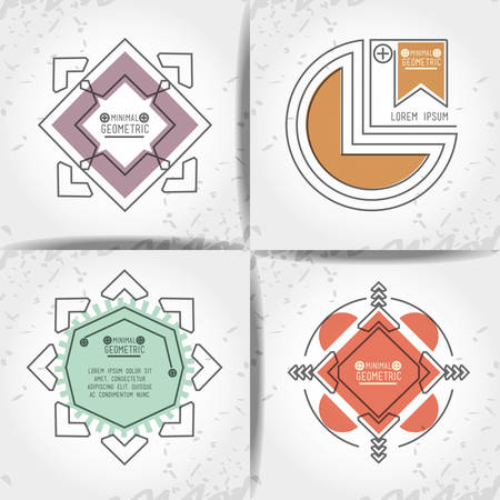 minimal geometric set templates labels vector illustration designのイラスト素材