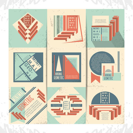 minimal geometric set templates labels vector illustration designのイラスト素材