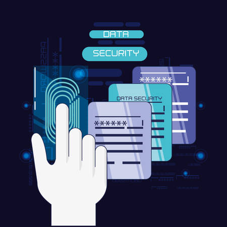 data security fingerprint technology vector illustration designのイラスト素材