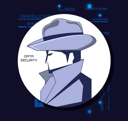 data security technology with agent vector illustration designのイラスト素材