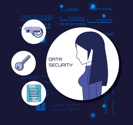 data security technology set icons vector illustration designのイラスト素材