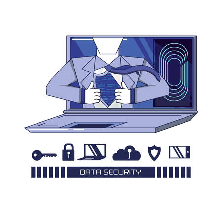 data security technology set icons vector illustration designのイラスト素材