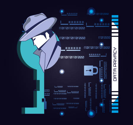 data security technology with agent vector illustration designのイラスト素材