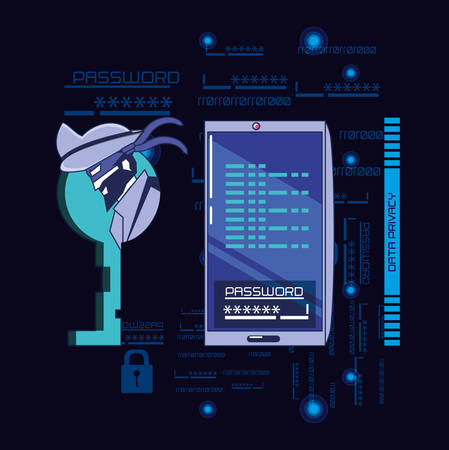 data security technology with thief vector illustration designのイラスト素材
