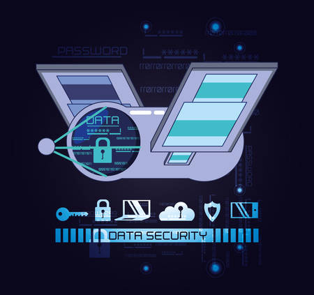 data security technology set icons vector illustration designのイラスト素材
