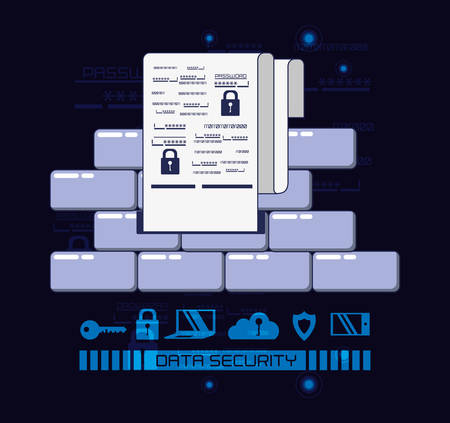 data security technology with contract vector illustration designのイラスト素材