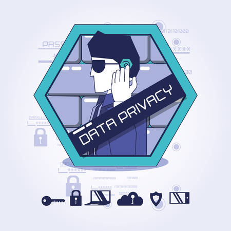 data privacy technology set icons vector illustration designのイラスト素材