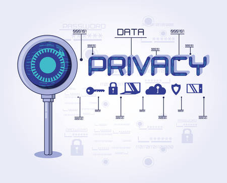 data privacy technology set icons vector illustration designのイラスト素材