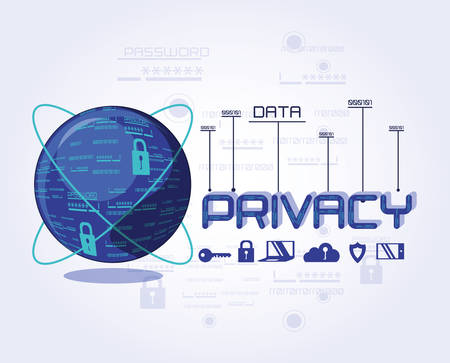 data privacy technology set icons vector illustration designのイラスト素材