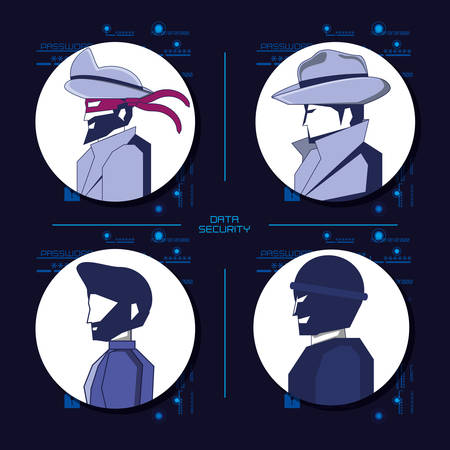 data security technology set icons vector illustration designのイラスト素材
