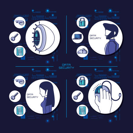 data security technology set icons vector illustration designのイラスト素材
