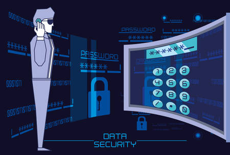 data security technology set icons vector illustration designのイラスト素材