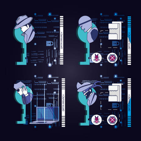 data security technology set icons vector illustration designのイラスト素材