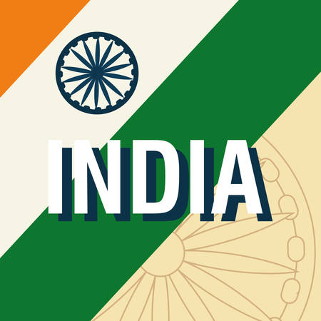 India flag design with ashoka wheel, colorful design. vector illustrationのイラスト素材