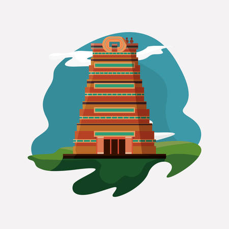 India design with Sri Meenakshi Temple icon over white background, colorful design. vector illustrationのイラスト素材