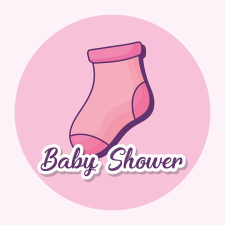 baby shower design with baby sock icon over pink background, colorful design. vector illustrationのイラスト素材