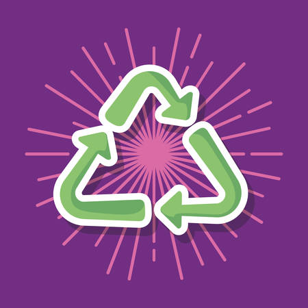 recycle symbol icon over purple background, colorful design. vector illustrationのイラスト素材
