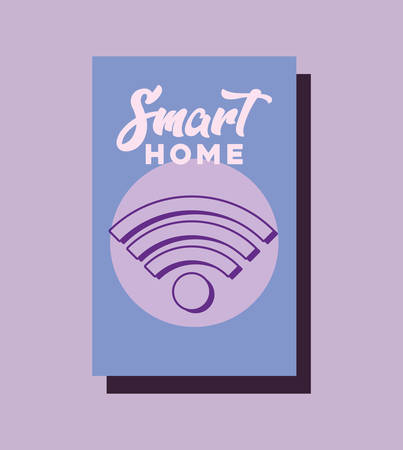 Smart home design with wifi symbol icon over purple background, colorful design. vector illustrationのイラスト素材