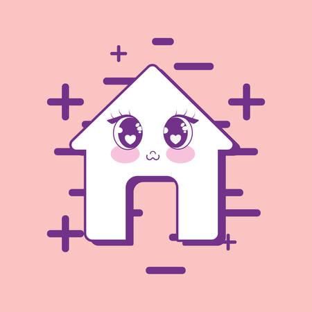 house icon over pink background, colorful line design. vector illustrationのイラスト素材