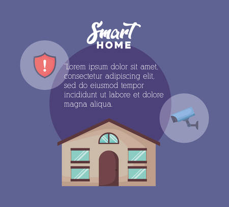 Infographic presentation of smart home design with house and related icons over purple background, colorful design. vector illustrationのイラスト素材
