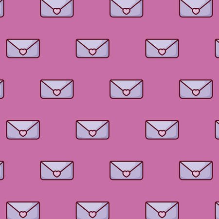 pattern of envelope with heart, colorful design. vector illustrationのイラスト素材