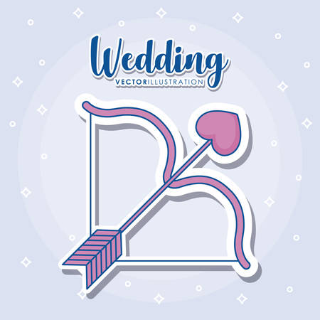 wedding design with cupid bow icon over blue background, colorful design. vector illustrationのイラスト素材