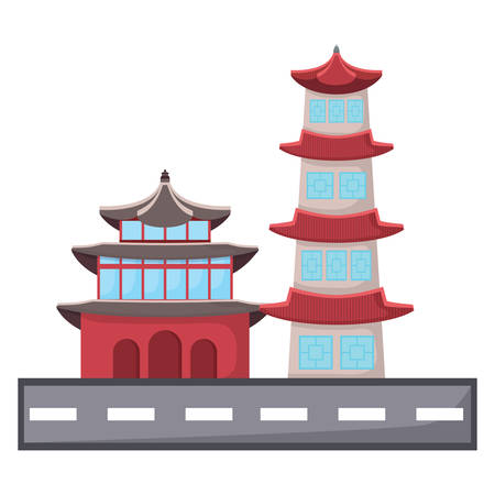 south korea design with seoul tower and palace icon over white background, vector illustrationのイラスト素材