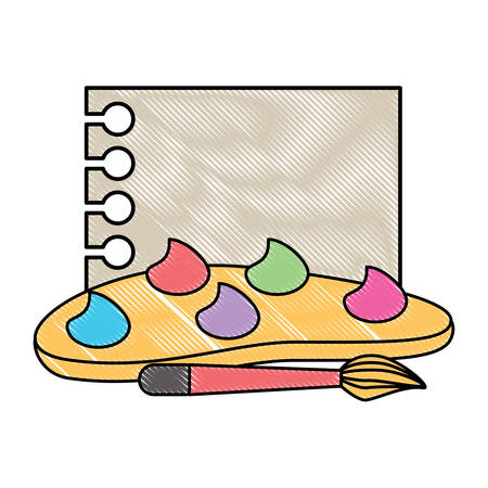 paint palette and brush icon over white background, vector illustrationのイラスト素材